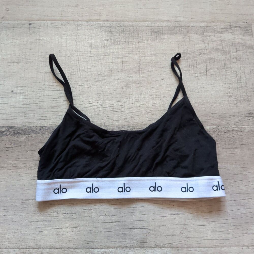 ALO Women's Black XS Strappy Sports Bra Wireless